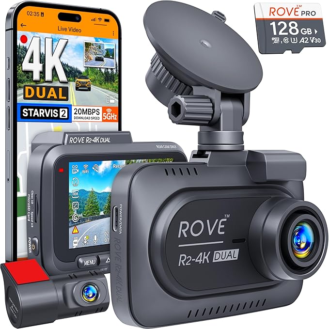 ROVE R2-4K Dual - Best Selling Dash Cam Front and Rear